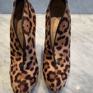 Leopard Calf Hair  Louboutins Booties size 38 1/2